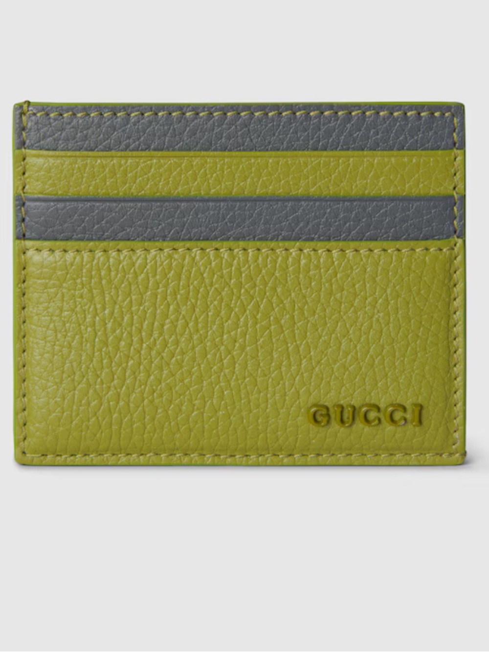 NWT Gucci Green-Grey Leather Card Case with Gucci Logo